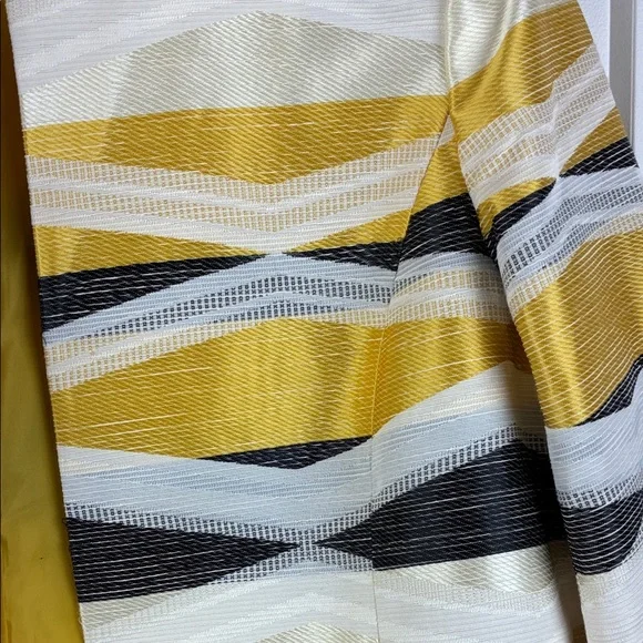 Kasper Women's Chevron Patterned Professional  Blazer Yellow Black Size 14 e - Picture 2 of 7